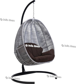 Egg Hangstoel Florino Lichtgrijs - Incl. Frame & Bruine Kussen