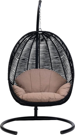 Egg Hangstoel Florino Zwart - Incl. Frame & Mokka Kussen