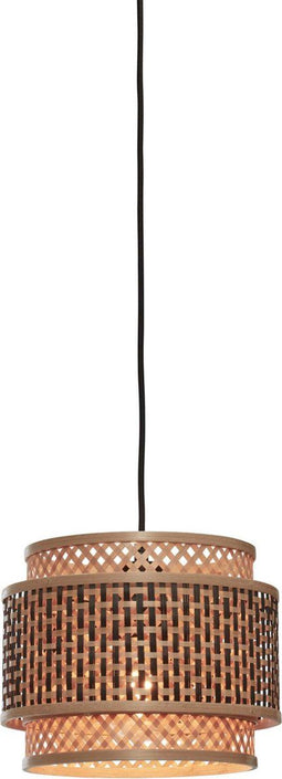GOOD&MOJO Hanglamp Bhutan - Bamboe/Zwart - Ø25cm - - Hanglampen Eetkamer, Slaapkamer, Woonkamer