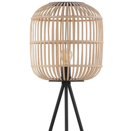 EGLO Bordesley Vloerlamp - E27 - 139 cm - Zwart/Hout