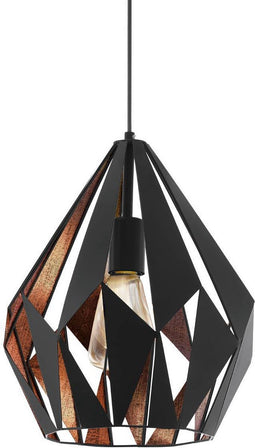 EGLO Carlton 1 Hanglamp - E27 - Ø 31 cm - Zwart/Koper