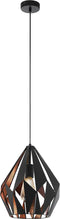 EGLO Carlton 1 Hanglamp - E27 - Ø 31 cm - Zwart/Koper