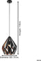 EGLO Carlton 1 Hanglamp - E27 - Ø 31 cm - Zwart/Koper