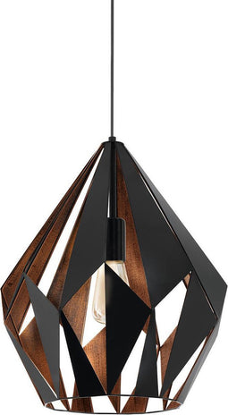 EGLO Carlton 1 Hanglamp - E27 - Ø 38,5 cm - Zwart/Koper