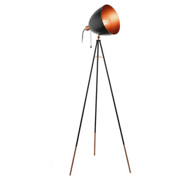 EGLO Chester Vloerlamp - E27 - 149,5 cm - Zwart/Koper