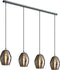EGLO Estanys Hanglamp - E27 - 113 cm - rookglas - Grijs/Zwart