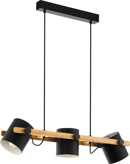 EGLO Hornwood Hanglamp - E27 - 78 cm - Zwart/Crème/Bruin - FSC Hout