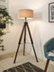 EGLO Lantada Vloerlamp - E27(excl.) - 143 cm - Hout - Driepoot - Bruin, Taupe - FSC Hout