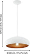 EGLO Mogano 1 Hanglamp - E27 - Ø 40 cm - Wit/Koper