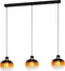 EGLO Oilella Hanglamp - E27 - 95 cm - Amber glas - Zwart/Geelkoper