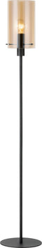 EGLO Polverara Vloerlamp - 1 lichts - Ø18 cm - E27 - Staal - amber glas - Zwart