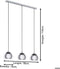 EGLO Rocamar - Hanglamp - E27 - 3 Lichts - Lengte 78 cm - glas - Grijs/Zilver