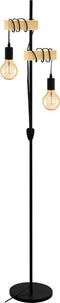 EGLO Townshend Vloerlamp - E27 - 2 Lichts - Zwart/Bruin - FSC Hout