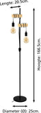 EGLO Townshend Vloerlamp - E27 - 2 Lichts - Zwart/Bruin - FSC Hout