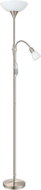EGLO Up 2 Vloerlamp - E27/E14 - 176,5 cm - RVS/Wit