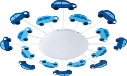 EGLO Viki 1 Plafond- en Wandlamp - E27 - Ø 63 cm - Blauw/Wit - auto thema