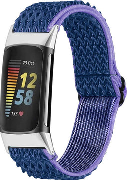 imoshion Elastisch nylon bandje - Geschikt voor Fitbit Charge 5, Charge 6 - Donkerblauw - One Size