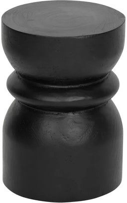 Atmosphera Jafar houten bijzettafel Ø28xH40cm - Zwart