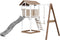 AXI Beach Tower Speeltoestel in Bruin/Wit - Speeltoren met Enkele Schommel, Grijze Glijbaan en Zandbak - FSC hout - Speelhuis op palen voor de tuin