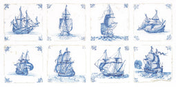 Thea Gouverneur - Borduurpakket met telpatroon - 482A - Voorgesorteerde DMC Garens - Delfts Blauwe Tegels - Aida - 61 cm x 31 cm - DIY Kit