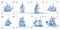 Thea Gouverneur - Borduurpakket met telpatroon - 482A - Voorgesorteerde DMC Garens - Delfts Blauwe Tegels - Aida - 61 cm x 31 cm - DIY Kit