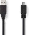 USB-Kabel - USB 2.0 - USB-A Male - USB Micro-B Male - 12 W - 480 Mbps - Vernikkeld - 2.00 m - Rond - PVC - Zwart - Doos