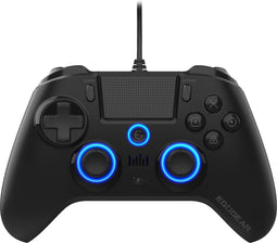 EgoGear - Bedrade controller met paddels SC10 zwart voor PS4/PS3/PC, aanpasbare RGB, trilmotoren, 3,5 mm aansluiting, 800 mAh