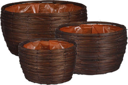 MICA DECORATIONS CLEAVE MAND VOOR PLANTEN - SET VAN 3 - H16 X Ø31 CM - DONKERBRUIN