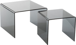 J-Line bijzettafel - glas - zwart - set van 2