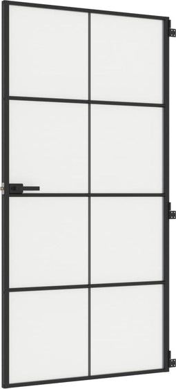 vidaXL - Binnendeur - smal - 102,5x201,5 - cm - gehard - glas - en - aluminium - zwart