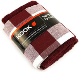 KOOK Thee- en Keukendoekset Ruit Bordeaux