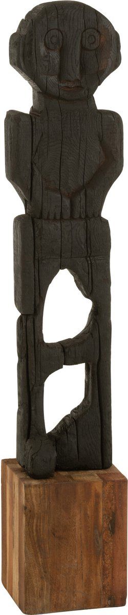 J-Line decoratie Standbeeld Mara - hout - zwart/naturel