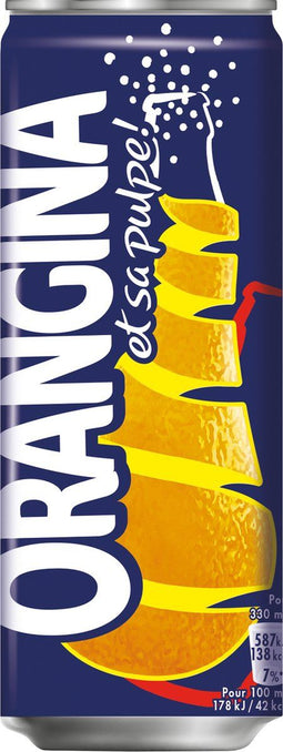 Orangina frisdrank, blikje van 33 cl, pak van 24 stuks