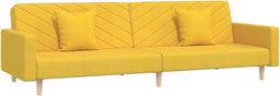 vidaXL - Slaapbank - 2-zits - met - 2 - kussens - stof - geel