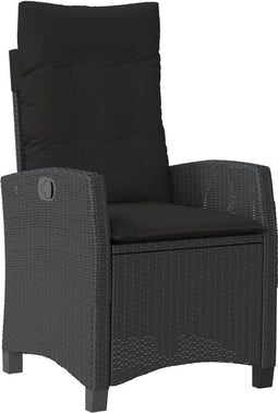 vidaXL - Tuinstoel - verstelbaar - met - kussens - poly - rattan - zwart