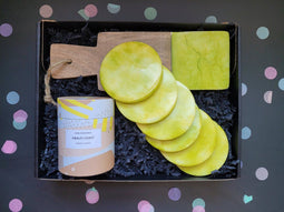 J-Line onderzetter Alabaster - steen - geel - 6 stuks