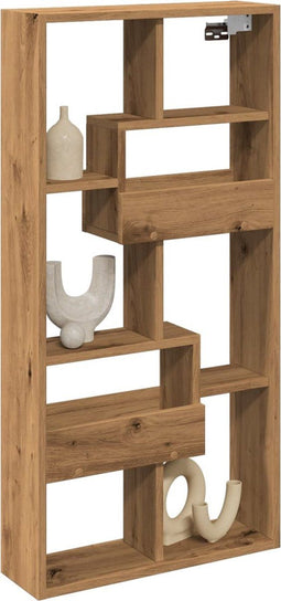 vidaXL - Wandkast - 50x15x100 - cm - bewerkt - hout - artisanaal - eikenkleurig