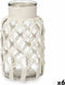 Vaas Wit Stof Glas 15,5 x 26,5 x 15,5 cm (6 Stuks) Macramé