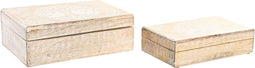 Set decoratieve dozen DKD Home Decor Bruin Wit Mangohout 25 x 17 x 8 cm (2 Stuks)