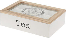 Excellent Houseware Theedoos - MDF - 6-vaks - 24 cm - Wit