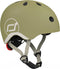 Scoot & Ride Helmet – Kinderhelm – XS 45-51 cm – LED achterlicht – magnetische sluiting – verstelbaar – Olijf