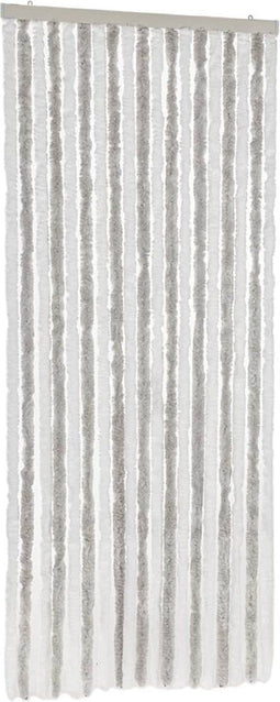 vidaXL - Vliegengordijn - 56x200 - cm - chenille - lichtgrijs - en - wit