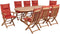 MAUI II - Tuinset voor 8 met parasol - Lichthout/Rood - Acaciahout