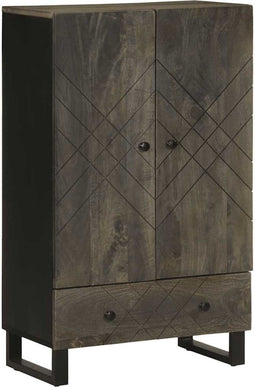 vidaXL - Hoge - kast - 60x33x100 - cm - massief - mangohout - zwart