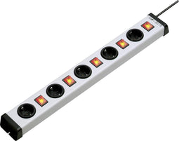 Ehmann 0202x00052301 Stekkerdoos met schakelaar 5-voudig Grijs, Zwart Randaarde stekker 1 stuk(s)
