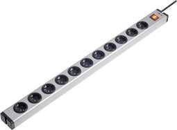 Ehmann 0601x00112031 Stekkerdoos met schakelaar 11-voudig Aluminium Randaarde stekker 1 stuk(s)