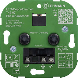 Ehmann 4295x0700 Draaidimmer Geschikt voor lampen: LED-lamp, Gloeilamp, Halogeenlamp Wit (RAL 9016)