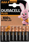 Duracell Plus 100 AAA - Alkaline Batterijen - Zwart