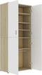 vidaXL - Schoenenkast - 80x39x178 - cm - bewerkt - hout - wit - en - sonoma - eikenkleur