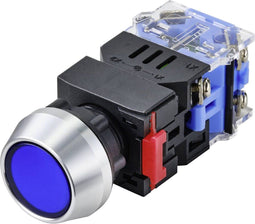 TRU COMPONENTS TC-9428116 LAS0-L-11/B/12V Druktoets 250 V 5 A 1x uit/(aan) Moment Blauw IP40 1 stuk(s)